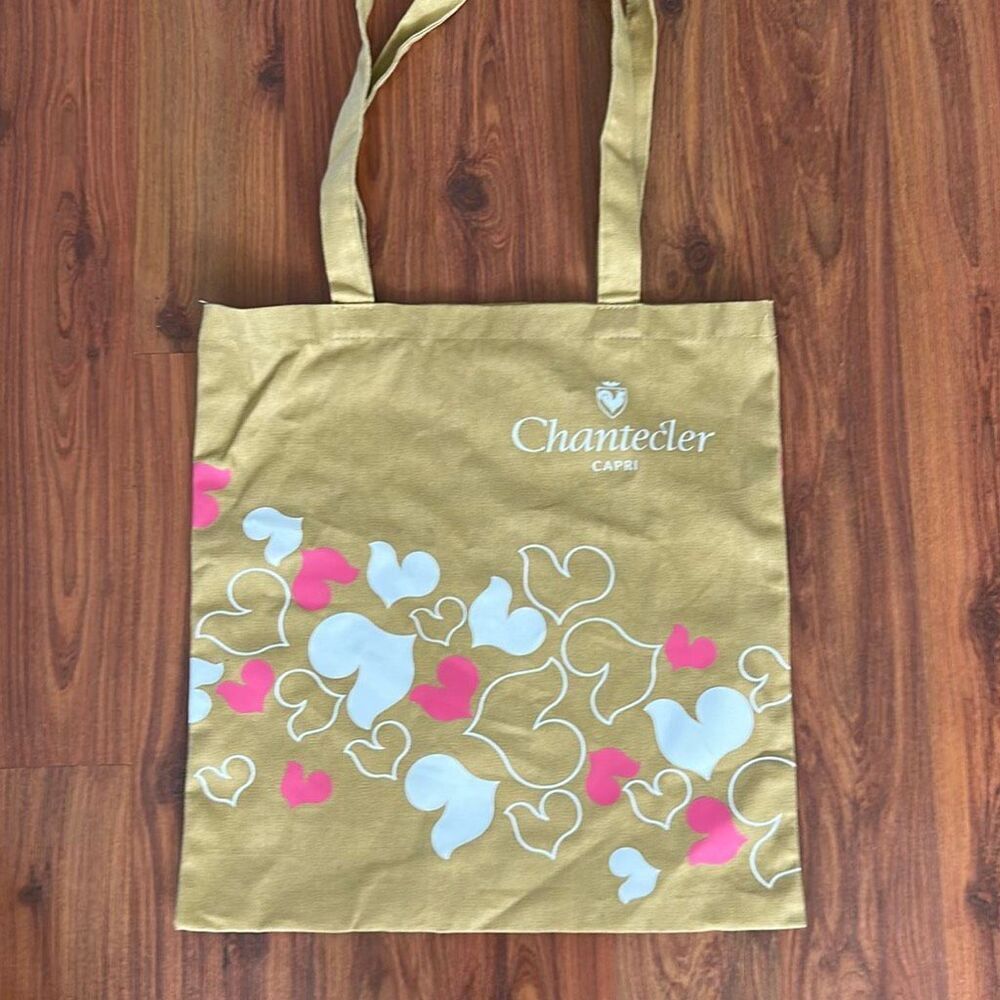Chantecler Capri mustard tan small medium tote bag with hearts Italian brand